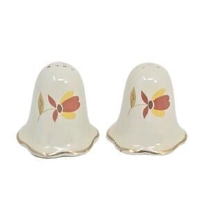 Hall Jewel Autumn Leaf Ruffled Salt Pepper Shaker Set PB76